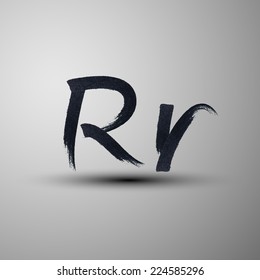 vector calligraphic hand-drawn marker or ink letter R