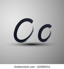 vector calligraphic hand-drawn marker or ink letter O