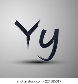 vector calligraphic hand-drawn marker or ink letter Y