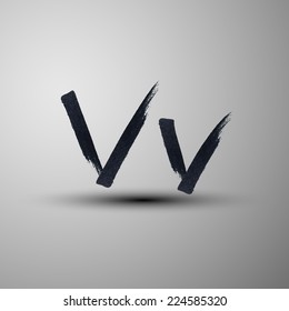 vector calligraphic hand-drawn marker or ink letter V
