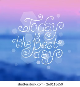 Vector calligraphic inscription with  blurred background