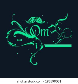 vector calligraphic inscription "om" in graffiti style. Tattoo.