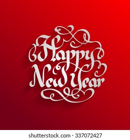 vector calligraphic label template of happy new year happy classic vacation nails star hand winter season holiday background scene red new ceremony drawn christmas celebration ornate smiling vintage a