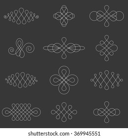 Vector calligraphic lines dividers ,elements and page decoration, symmetry design