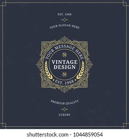 Vector calligraphic logo template. Luxury retro monogram. Vintage design element.