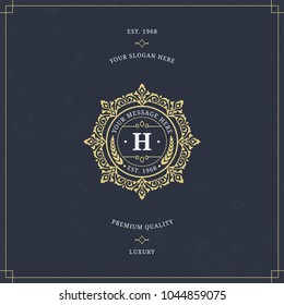 Vector calligraphic logo template. Luxury retro monogram. Vintage design element.