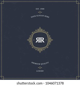Vector calligraphic logo template. Luxury retro monogram. Vintage design element.