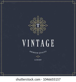 Vector calligraphic logo template. Luxury retro monogram. Vintage design element.