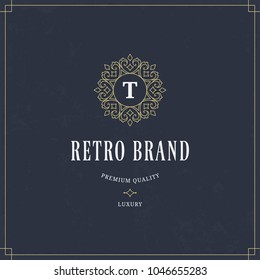 Vector calligraphic logo template. Luxury retro monogram. Vintage design element.