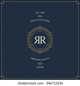 Vector calligraphic logo template. Luxury retro monogram. Vintage monogram. Retro label.