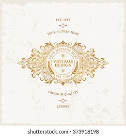 Vector calligraphic logo template. Luxury retro monogram. Vintage design element.