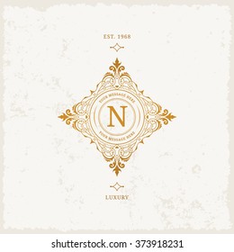 Vector calligraphic logo template. Luxury retro monogram. Vintage design element.