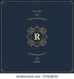 Vector calligraphic logo template. Luxury retro monogram. Vintage design element.