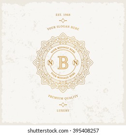 Vector calligraphic logo template. Luxury retro label. Vintage monogram.