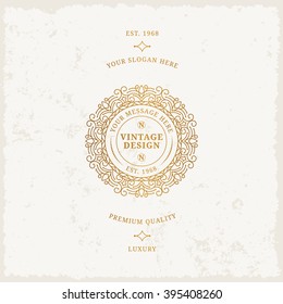 Vector calligraphic logo template. Luxury retro label. Vintage monogram.