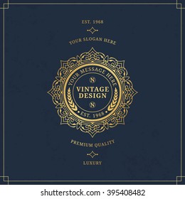 Vector calligraphic logo template. Luxury retro label. Vintage monogram.