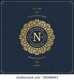 Vector calligraphic logo template. Luxury retro label. Vintage monogram.