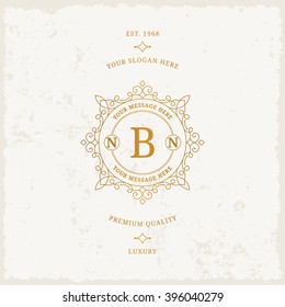Vector calligraphic logo template. Luxury retro label. Vintage monogram.
