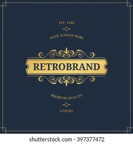 Vector calligraphic logo template. Luxury retro label. Vintage monogram.