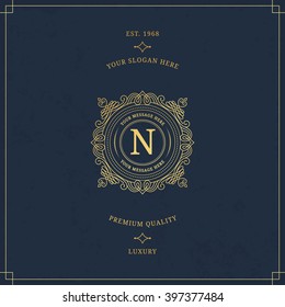 Vector calligraphic logo template. Luxury retro label. Vintage monogram.