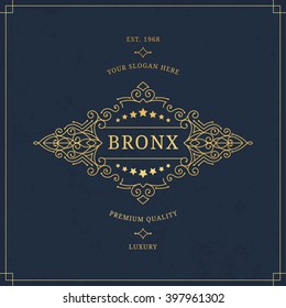 Vector calligraphic logo template. Luxury retro label. Vintage monogram.