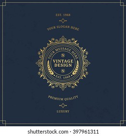 Vector calligraphic logo template. Luxury retro label. Vintage monogram.