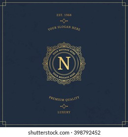 Vector calligraphic logo template. Luxury retro label. Vintage monogram.