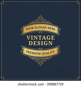 Vector calligraphic logo template. Luxury retro label. Vintage monogram.