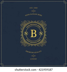 Vector calligraphic logo template. Luxury retro label. Vintage monogram.