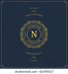 Vector calligraphic logo template. Luxury retro label. Vintage monogram.