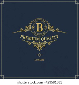 Vector calligraphic logo template. Luxury retro label. Vintage monogram.