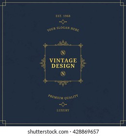 Vector calligraphic logo template. Luxury retro label. Vintage monogram.