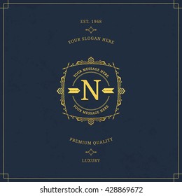Vector calligraphic logo template. Luxury retro label. Vintage monogram.