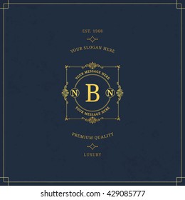 Vector calligraphic logo template. Luxury retro label. Vintage monogram.