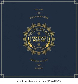 Vector calligraphic logo template. Luxury retro label. Vintage monogram.