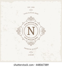 Vector calligraphic logo template. Luxury retro label. Vintage monogram.