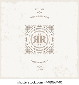 Vector calligraphic logo template. Luxury retro label. Vintage monogram.