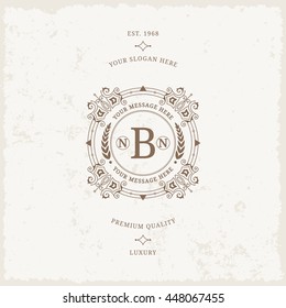 Vector calligraphic logo template. Luxury retro label. Vintage monogram.