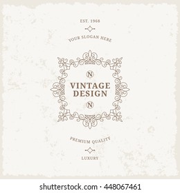 Vector calligraphic logo template. Luxury retro label. Vintage monogram.