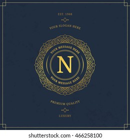 Vector calligraphic logo template. Luxury retro label. Vintage monogram.