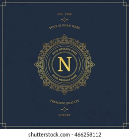 Vector calligraphic logo template. Luxury retro label. Vintage monogram.