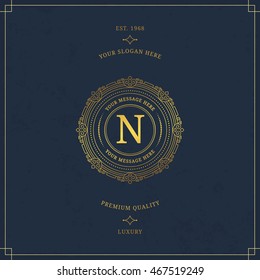 Vector calligraphic logo template. Luxury retro label. Vintage monogram.
