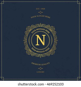 Vector calligraphic logo template. Luxury retro label. Vintage monogram.