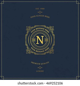Vector calligraphic logo template. Luxury retro label. Vintage monogram.