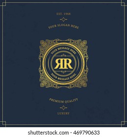 Vector calligraphic logo template. Luxury retro label. Vintage monogram.