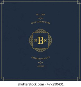 Vector calligraphic logo template. Luxury retro label. Vintage monogram.