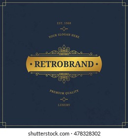 Vector calligraphic logo template. Luxury retro label. Vintage monogram.