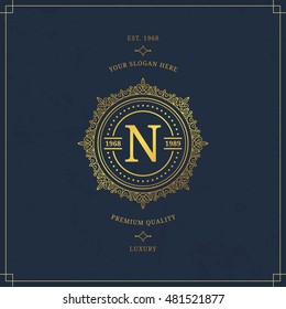 Vector calligraphic logo template. Luxury retro label. Vintage monogram.