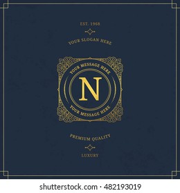 Vector calligraphic logo template. Luxury retro label. Vintage monogram.