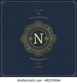 Vector calligraphic logo template. Luxury retro label. Vintage monogram.